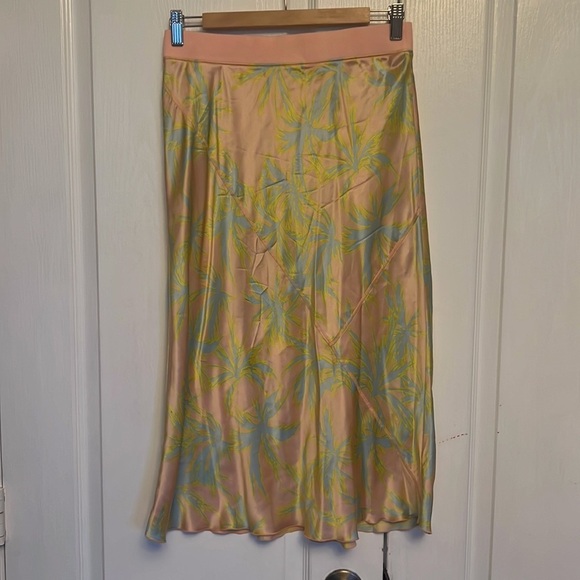 ATM Palm Print Silk Charmense Midi Skirt - Picture 9 of 13